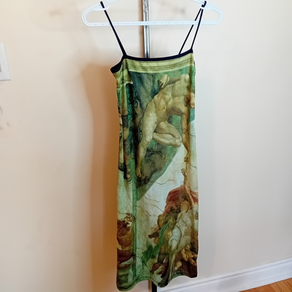 Just In Time VTG 90s Creation Of Adam‎ Regency Art Michelangelo Novelty Dress S - Picture 13 of 15